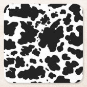 Zwarte Koe Vlekken Print Cowboy Boer Vierkante Kartonnen Onderzetter (Voorkant)