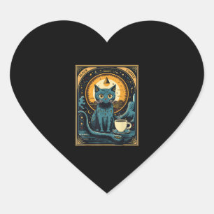 Zwarte Koffie Kat Tarot Kaart Occult Hart Sticker