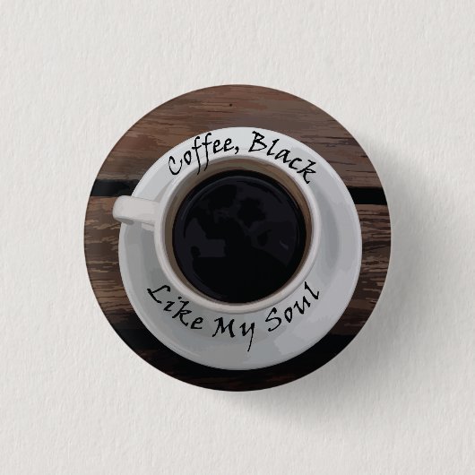Zwarte koffie ronde button 3,2 cm (Voorkant)