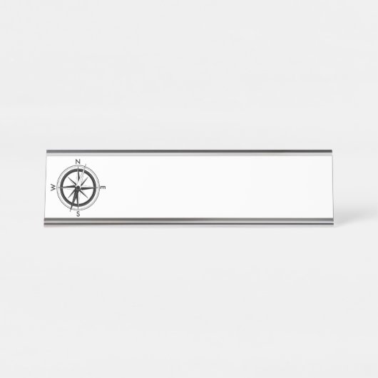 Zwarte kompas bureau naambordje (Voorkant)