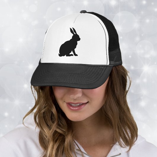 Zwarte Konijn Silhouet Trucker Pet