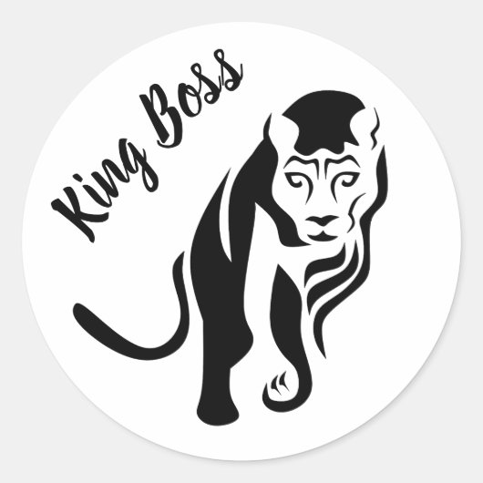 Zwarte Koning Leeuw Ronde Sticker (Voorkant)