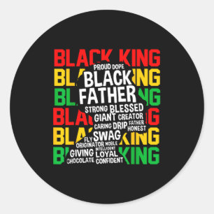 Zwarte Koning Trotse Zwarte Vader Afrika Zwarte Ge Ronde Sticker