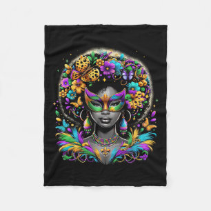Zwarte Koningin Afro Afrikaanse kralen Masker Mard Fleece Deken