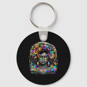 Zwarte Koningin Afro Afrikaanse kralen Masker Mard Sleutelhanger