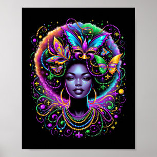 Zwarte Koningin Afro Afrikaanse Vlinder Kralen Mas Poster