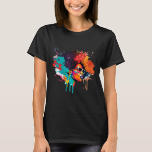 Zwarte Koningin Afro Melanine Dripping Art Lover A T-shirt