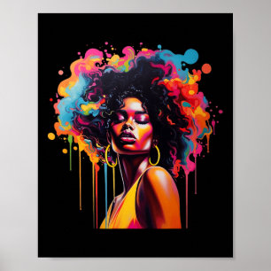 Zwarte Koningin Afro Melanine Dripping Juneteenth Poster