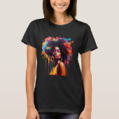 Zwarte Koningin Afro Melanine Dripping Juneteenth T-shirt (Voorkant)