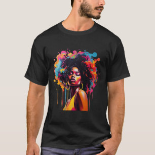 Zwarte Koningin Afro Melanine Dripping Juneteenth T-shirt