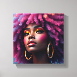 Zwarte koningin, afrocentrisch, zwartgelukkig, vro canvas afdruk