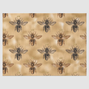 Zwarte koningin bijen op gouden ontkoppeling tissuepapier