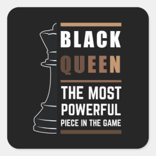 Zwarte Koningin De Krachtigste Stuk In Het Spel 1 Vierkante Sticker