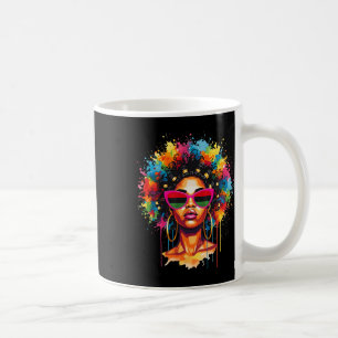 Zwarte Koningin Druppelende Afro Melanine Zwarte G Koffiemok