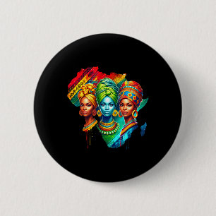 Zwarte Koningin Erfgoed Kunst Afrikaanse Kaart Zwa Ronde Button 5,7 Cm