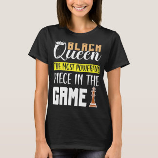 Zwarte koningin het krachtigste stuk gamen t-shirt