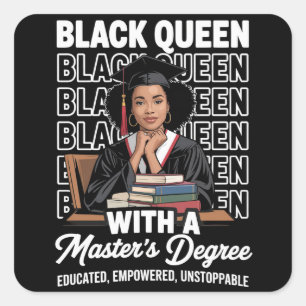 Zwarte Koningin Masterdiploma Afgestudeerd Opleidi Vierkante Sticker