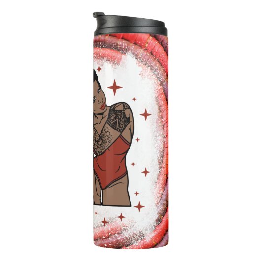 Zwarte koningin melanine poppin sista bevestiging thermosbeker (Geroteerd rechts)