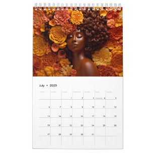 Zwarte koningin melanine sista bloem krullend afro kalender