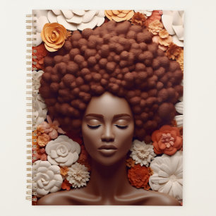 Zwarte koningin melanine sista bloem krullend afro planner