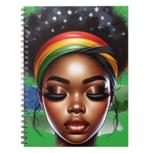 Zwarte koningin melanine sista magische bruine hui notitieboek
