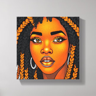 Zwarte Koningin Melanine Vrouwen Sista Oranje Koni Canvas Afdruk
