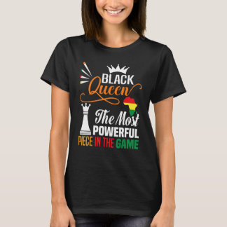 Zwarte koningin met de krachtigste zwarte geschied t-shirt