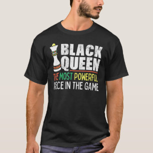 Zwarte koningin met de machtigste schaak-Afrikaans T-shirt