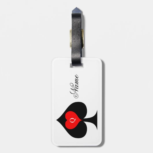 Zwarte koningin van de schoppen Red Heart Thunder_ Bagagelabel (Achterkant verticaal)