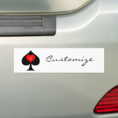 Zwarte koningin van de schoppen Red Heart Thunder_ Bumpersticker (Op auto)