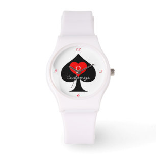 Zwarte koningin van de schoppen Red Heart Thunder_ Horloge