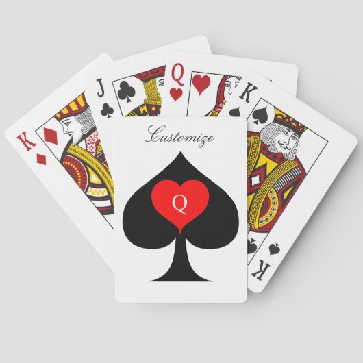 Zwarte koningin van de schoppen Red Heart Thunder_ Pokerkaarten (Achterkant)