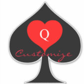 Zwarte koningin van de schoppen Red Heart Thunder_ Sticker (Voorkant)