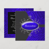 Zwarte Koninklijke Blauwe Zebra Quinceanera Kaart (Voorkant / Achterkant)