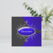 Zwarte Koninklijke Blauwe Zebra Quinceanera Kaart (Staand voorkant)