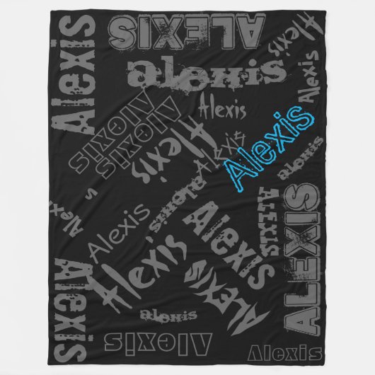 Zwarte koolsteengrijs, ijskblauw bindmiddel Collag Fleece Deken (Voorkant)