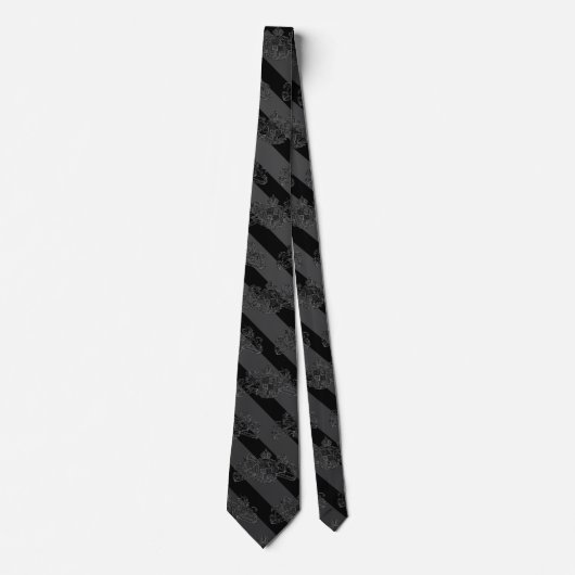 Zwarte koolstof Tuxedo Stripe Black Lion Embleem Stropdas (Voorkant)