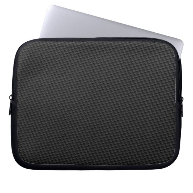 Zwarte koolstofvezel laptop sleeve (Voorkant)