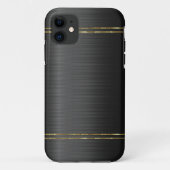 Zwarte koolstofvezel met gouden accent Case-Mate iPhone case (Achterkant)