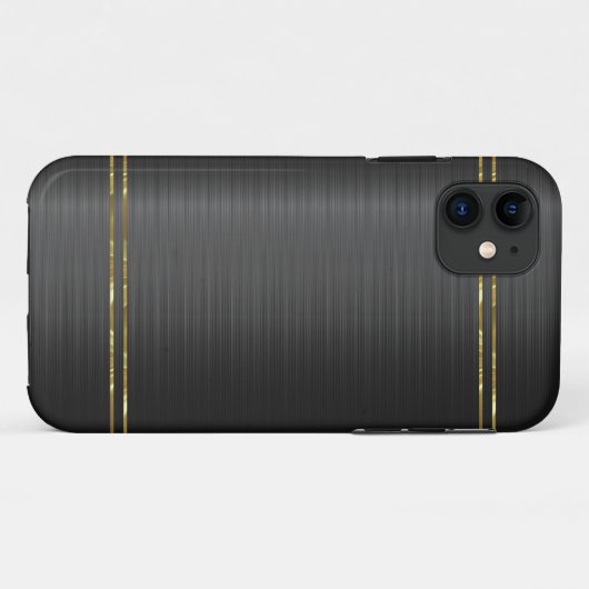 Zwarte koolstofvezel met gouden accent Case-Mate iPhone case (Achterkant (horizontaal))