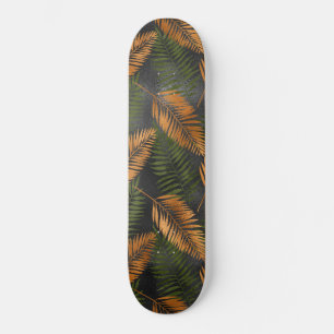 Zwarte Koper Bruine Palmboomblad Glam Tropisch Skateboard