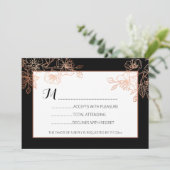 Zwarte koppervlakte | Gothic Wedding RSVP Kaart (Staand voorkant)