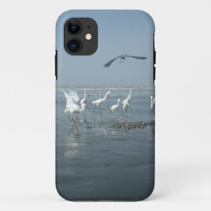 Zwarte kraai en witte kraanvogels: een contrast in iPhone 11 hoesje