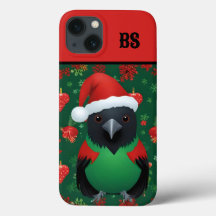 Zwarte kraai in kerstoutfit