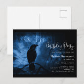 Zwarte Kraai met Runen Goth Verjaardagsuitnodiging Briefkaart (Voorkant / Achterkant)