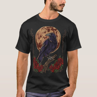 Zwarte Kraai Mystieke Raaf bij Volle Maan T-shirt