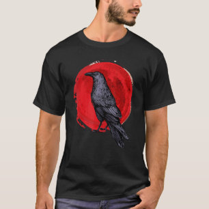 Zwarte Kraai Occult Japan Gothic Raaf Vogel Rode M T-shirt