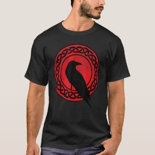 Zwarte Kraai Occulte Japan Gotische Raaf Vogel Rod T-shirt