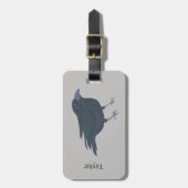 Zwarte kraai op grijs gepersonaliseerd bagagelabel (Voorkant verticaal)