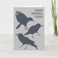 Zwarte kraai op grijs gepersonaliseerd